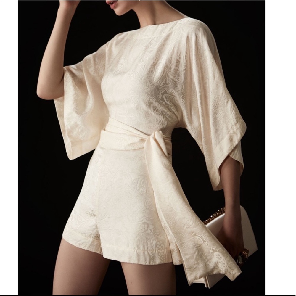 WARM Cream Silk Samurai Jacquard Romper size 2